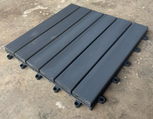 Acacia interlocking 6 slats decking tile Natural color