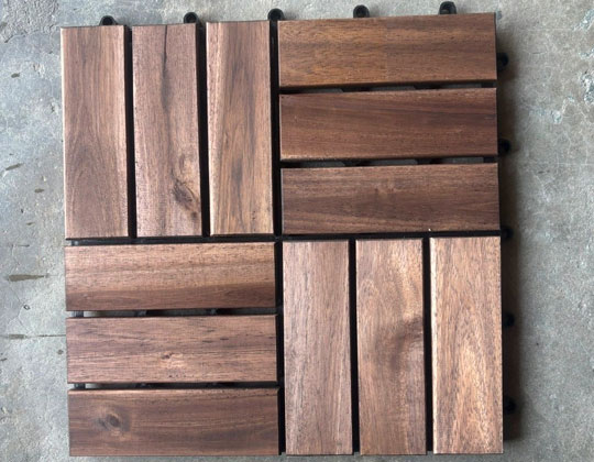 Acacia interlocking 4 in 1 decking tile Natural color